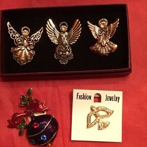 Elegant Angel Brooch Set with Colorful Ornament Bundle #7